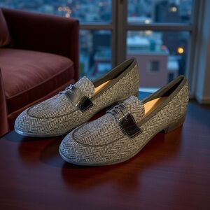 Clark’s NWT Sz 9.5 Trish Rose Gray Patterned Textile Loafers (SH119)